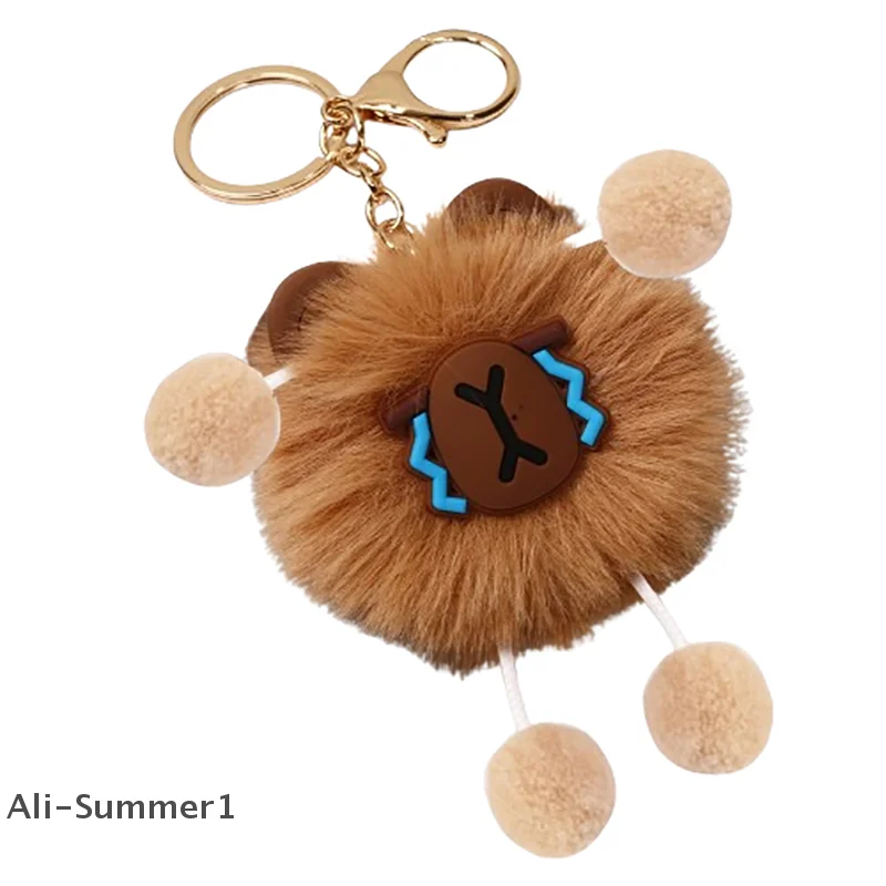 【E】귀여운 우는 카피발라 키체인 카와이 미니 플러시 카피발라 키체인 여성 남성 백팩 펜던트 자동차 액세서리 키체인 선물