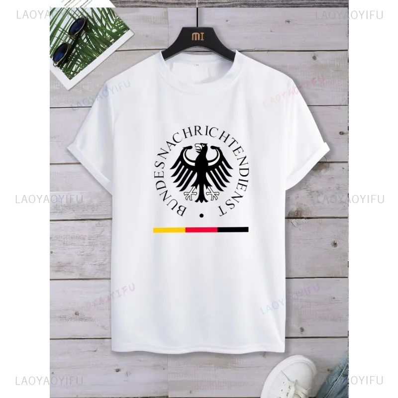 Casual Harajuku Deutschland Logo Premium Printed T-shirt Top O-neck Short-sleev Loose Streetwear Popular