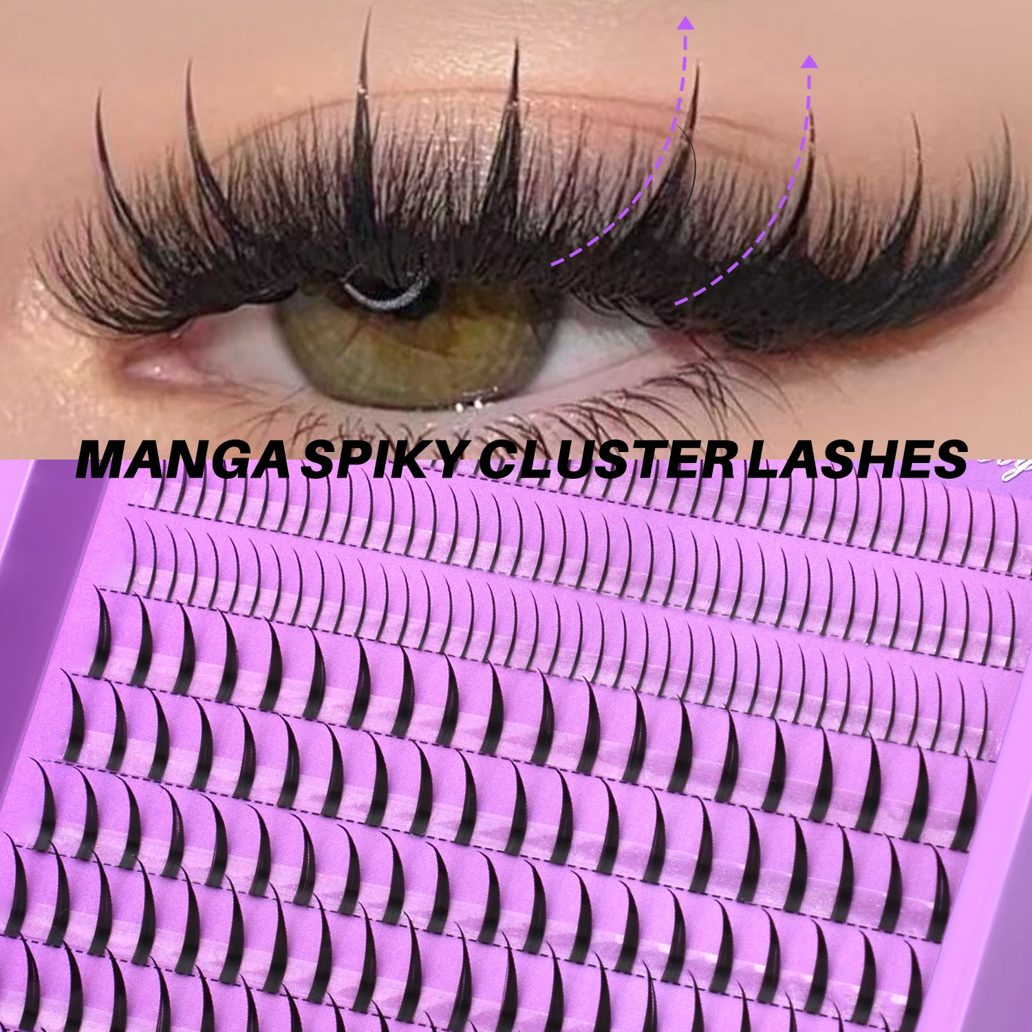 

Lasvirey DIY Lash Clusters with Manga Spiky Lashes Fluffy Fake Eyelashes Mixed Tray Fluffy Individual Lashes Extension Makeup