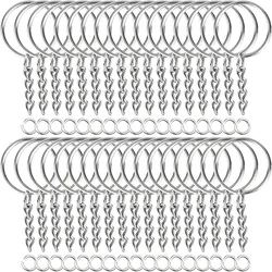 LLavero de Metal chapado en plata de 30 piezas, llavero dividido con cadena, hebillas de escalada, mosquetón, accesorios