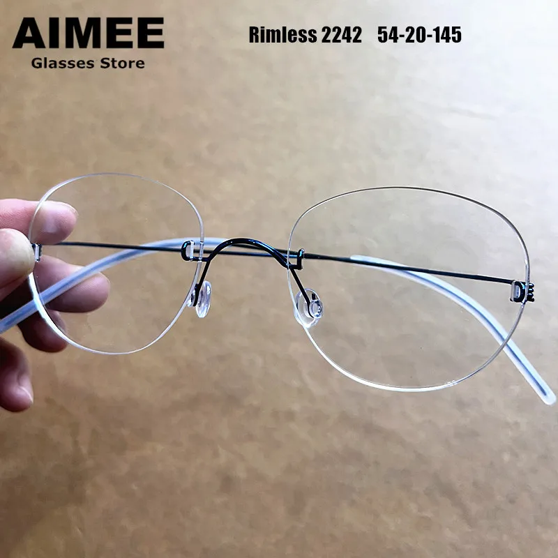 

Screwless Rimless 2242 Glasses Frame Denmark Brand Men Titanium Ultralight Eyeglasses Women Oval Round Frameless Spectacles Gafa