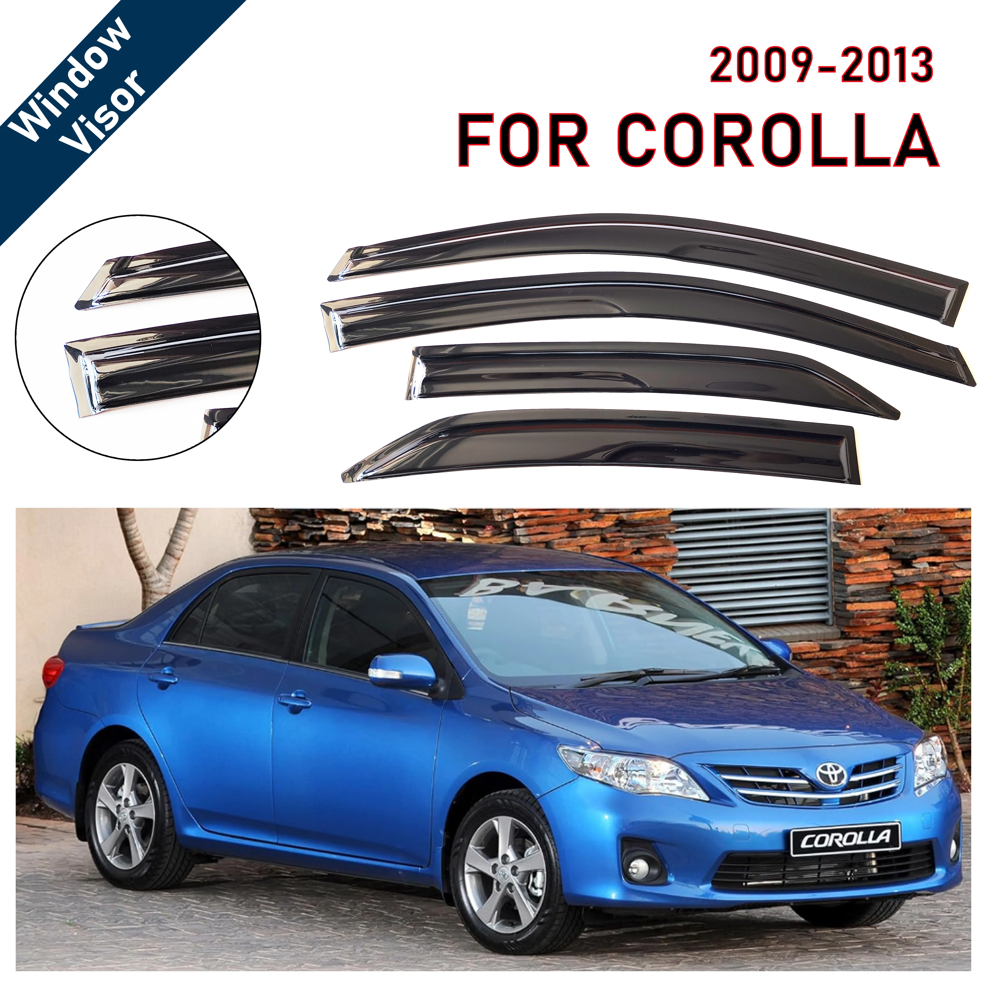 

4 pcs of the latest model car window sunshade for Corolla 2009-2013, window visor rain guards window visors window rain guards