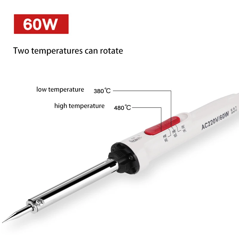 60W Electric Soldering Iron Double Temperature Control With Switch Welding Tin Pen High And Low Temperature Welding Tool