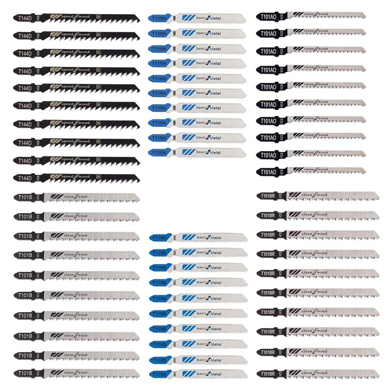 60 Pieces Jigsaw Blades Set For Wood, Plastic & Metal Cutting, T-Shank Jig Saw Blades Multi-Purpose Replacement Kit