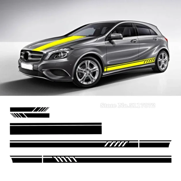 Édition 1 Style de voiture rayures latérales capot de toit supérieur autocollants pour Mercedes Benz W176 classe A A45 AMG A200 A180- 4 couleurs