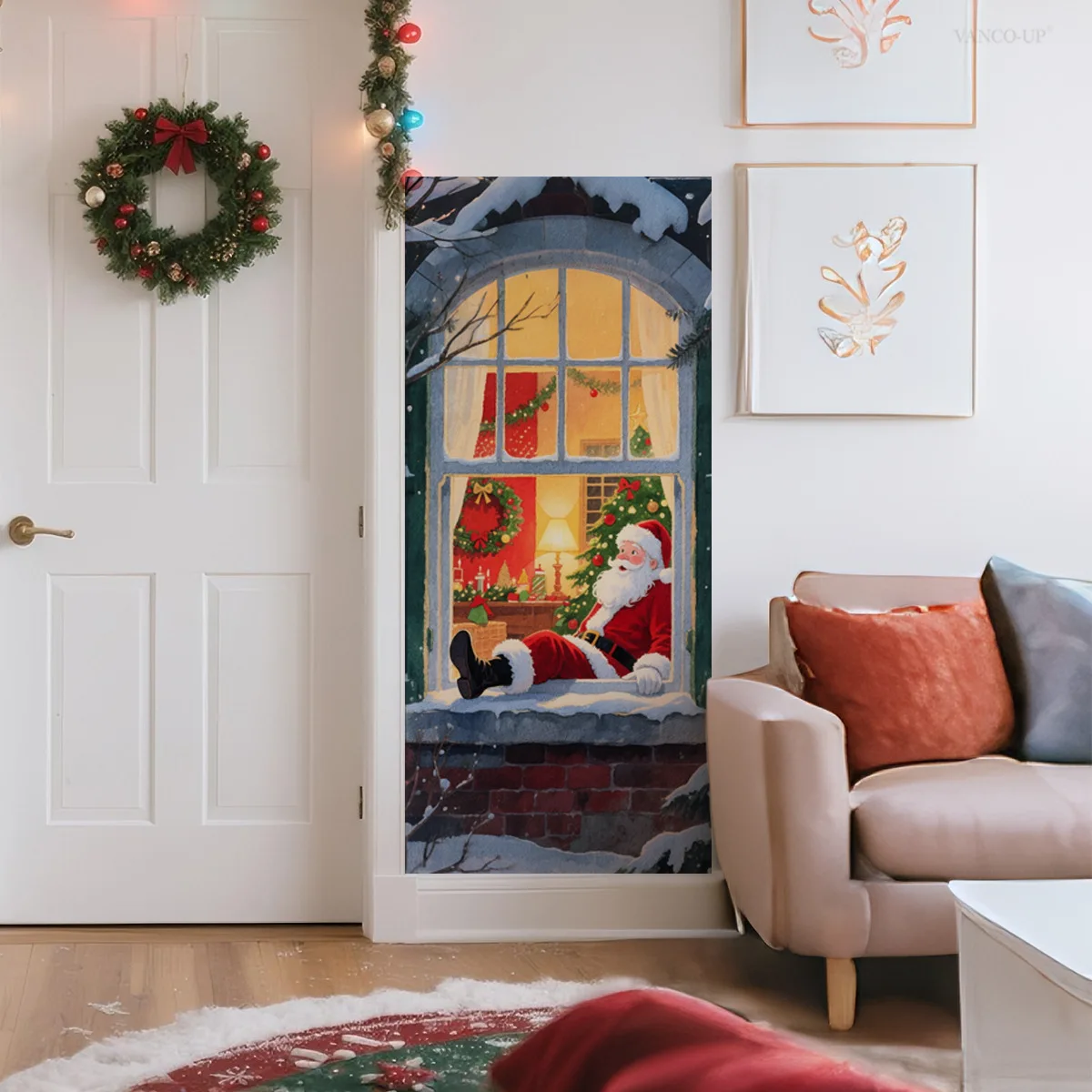 

Whimsical Santa Wall Decals - Christmas Character Stickers for Kids' Room & Bedroom Decor