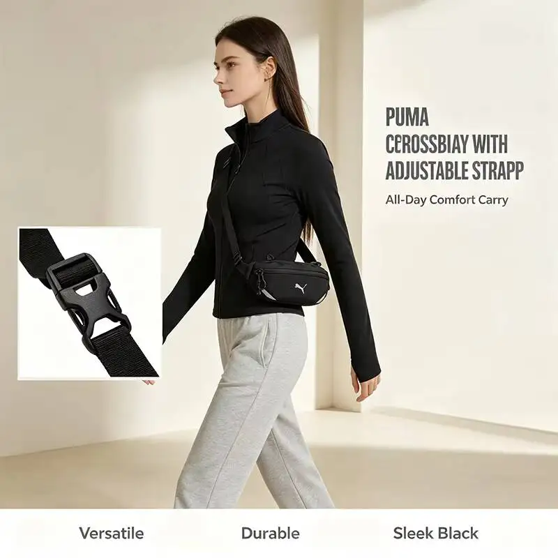 Puma Sport Hot Crossbody Bag Black Shoulder Bag Adjustable Strap Lightweight Durable Versatile Daily Street Style Casual Purse
