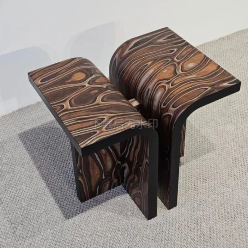 

Y Medieval solid wood art veneer creative edge table model room, irregular tea table next to sofa, home Wabi Sabi style