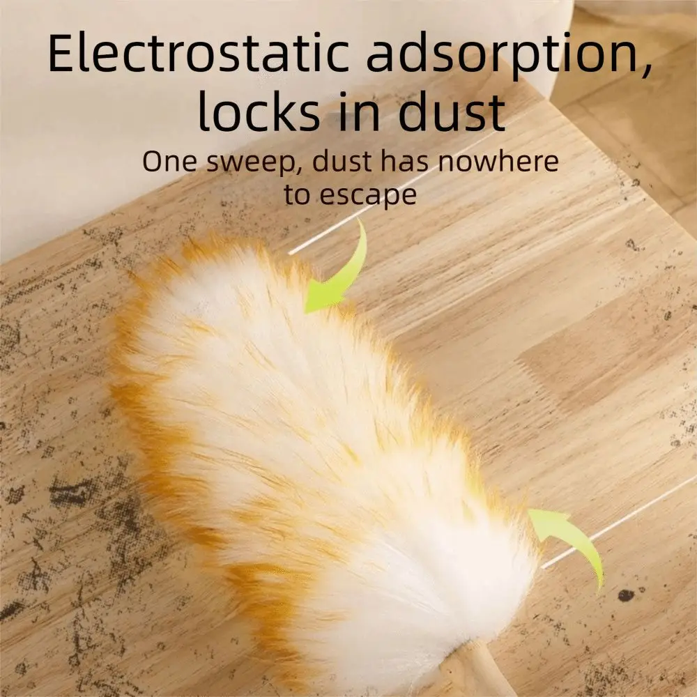 Washable Wool Duster Soft Brush Long Handle Multipurpose Cleaning Tools Anti Static Lightweight Wool Dust Collector