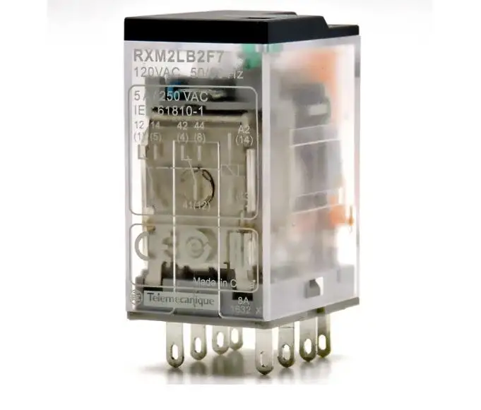 مرحل متوسط صغير كهرومغناطيسي اقتصادي RXM2LB2F7، مجموعتان، 8 دبابيس، AC120V مع قاعدة RXM2LB2F7