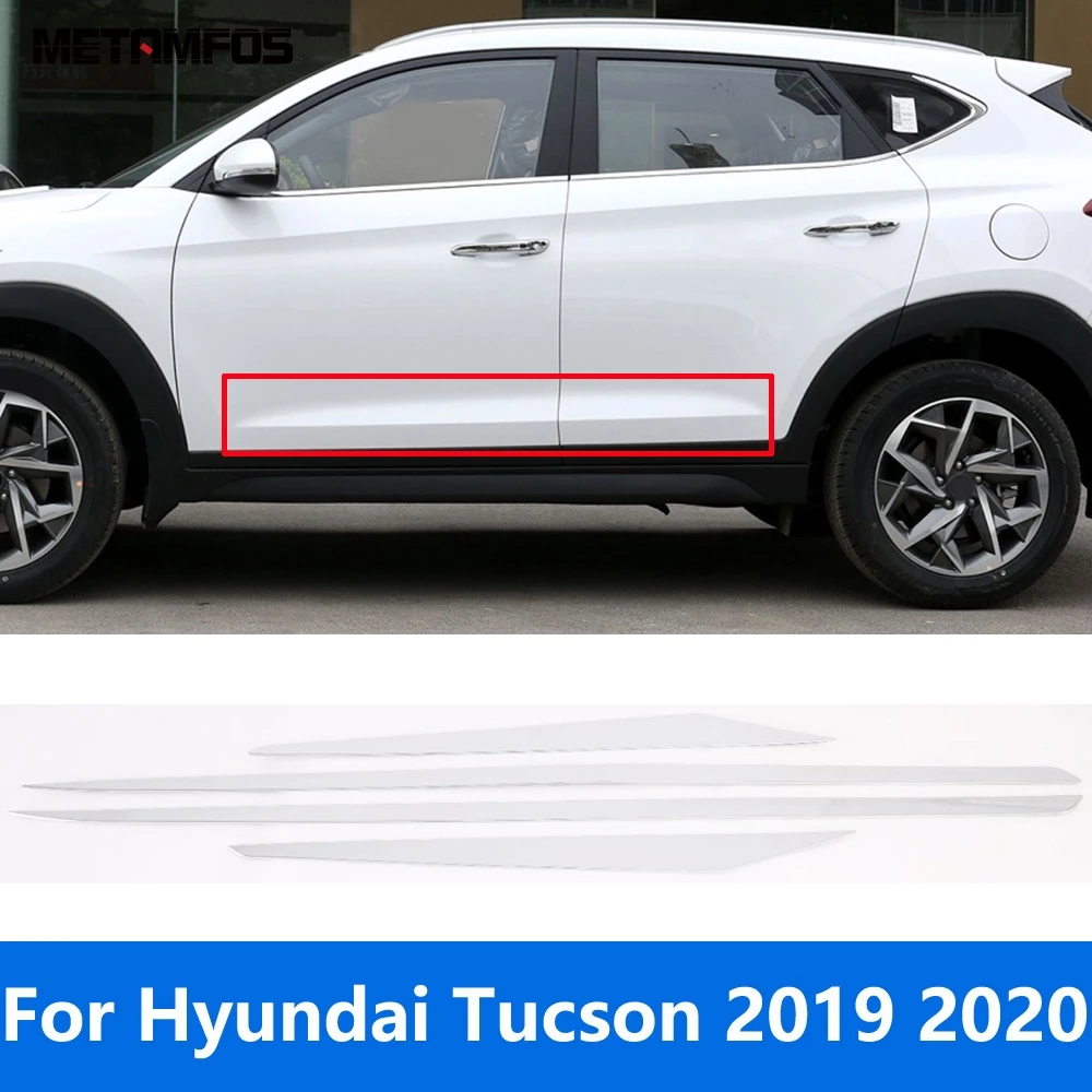 

Для Hyundai Tucson 2019 2020, хромированная боковая полоса для двери, юбка для кузова, молдинг, наклейка, внешние аксессуары, Стайлинг автомобиля