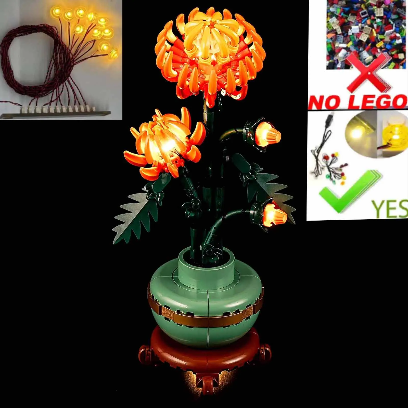 USB Lights Set for Lego 10368 Icons Chrysanthemum Flower Building Set - (NOT Include LEGO Bricks)