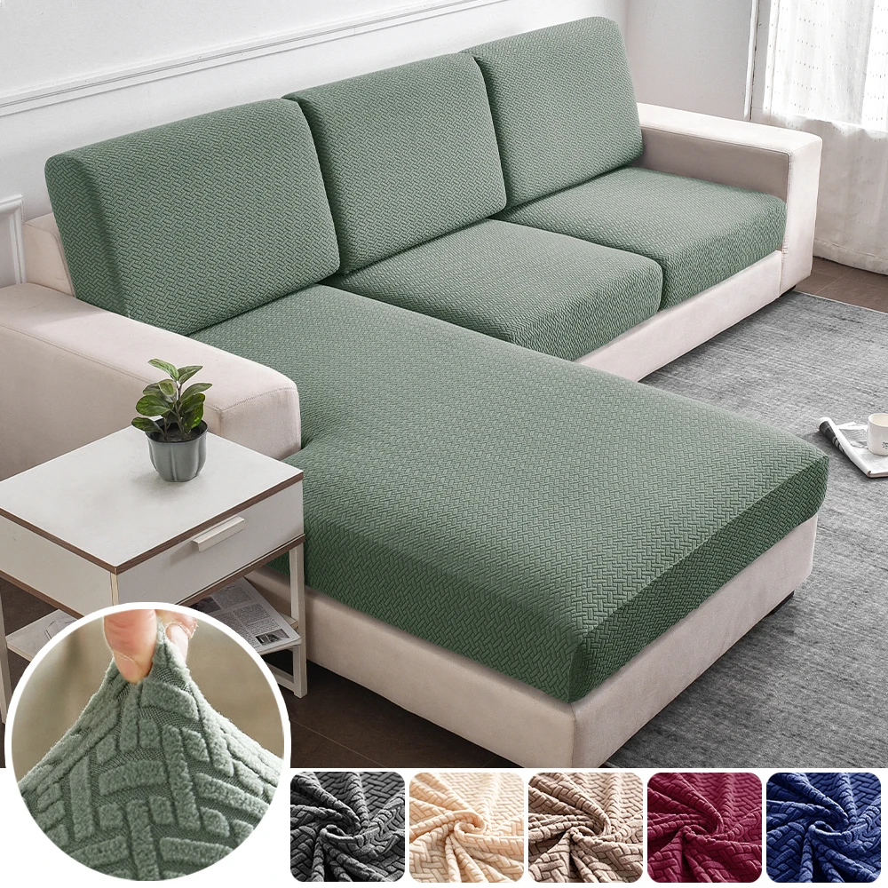 Jacquard Sofa Cover Solid Living Room Sofa Cushion Cover Elastic L-shaped Sofa Corner Cover Spandex Washable Sofa Couch Cover