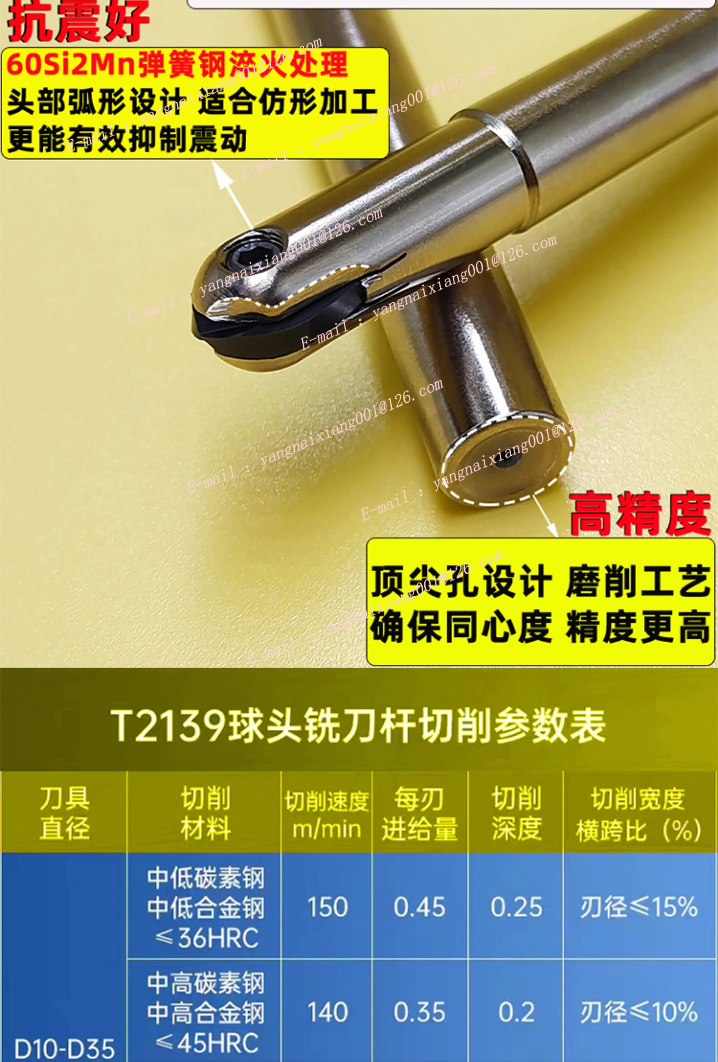 Barre de coupe T2139, Inserts en carbure, demi-cercle, Inserts de fraisage à billes P3200 R4/R5/R6/R8/R10/R15 pour l'acier/aluminium/acier inoxydable