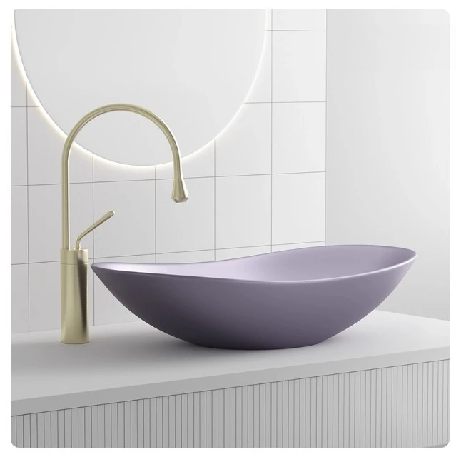 Metal texture glow purple balcony bathroom basin oval art ingot ceramic wash household table