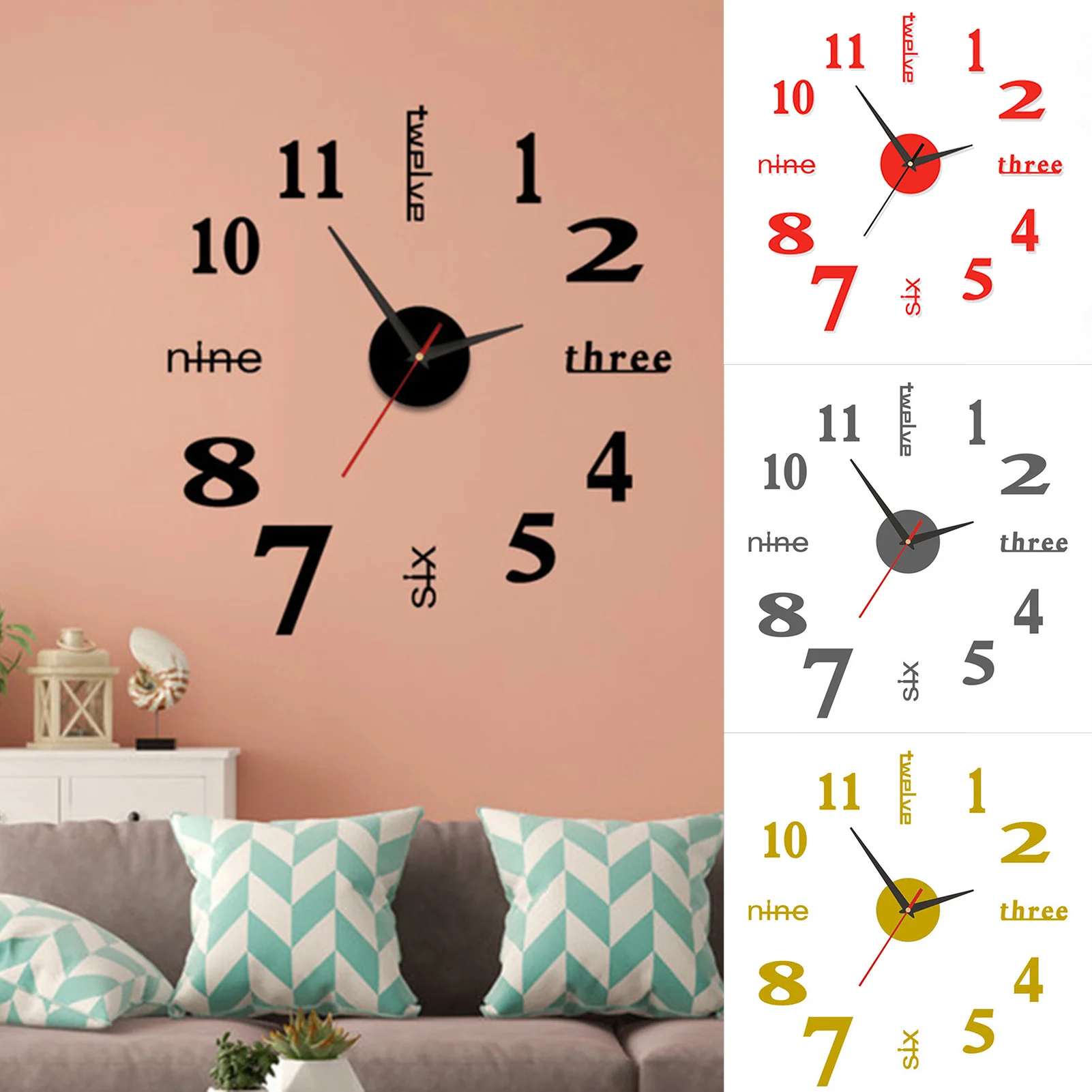 3D Wall Sticker Clock 20-50cm Adjustable Mirror Surface Frameless Wall Clock Wall Stickers Gift Living Room Bedroom Home - view 2