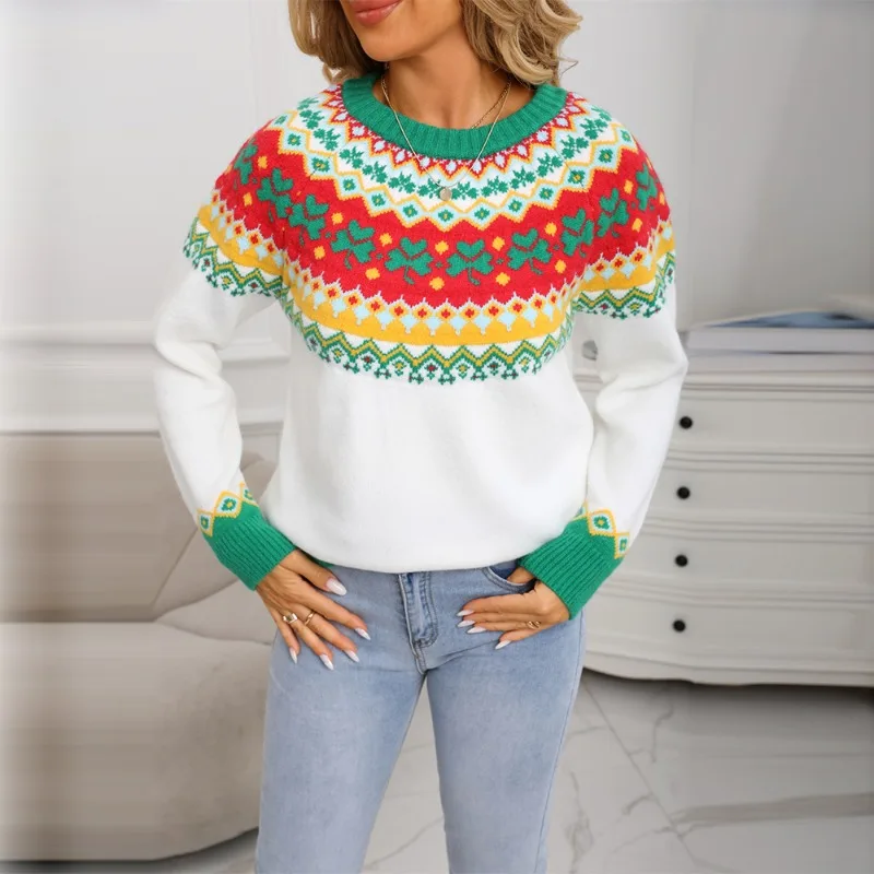 

Christmas Sweaters Women Casual Pullover Autumn Winter Knitted Sweaters Long Sleeve Streetwear Female Warm Outerwear