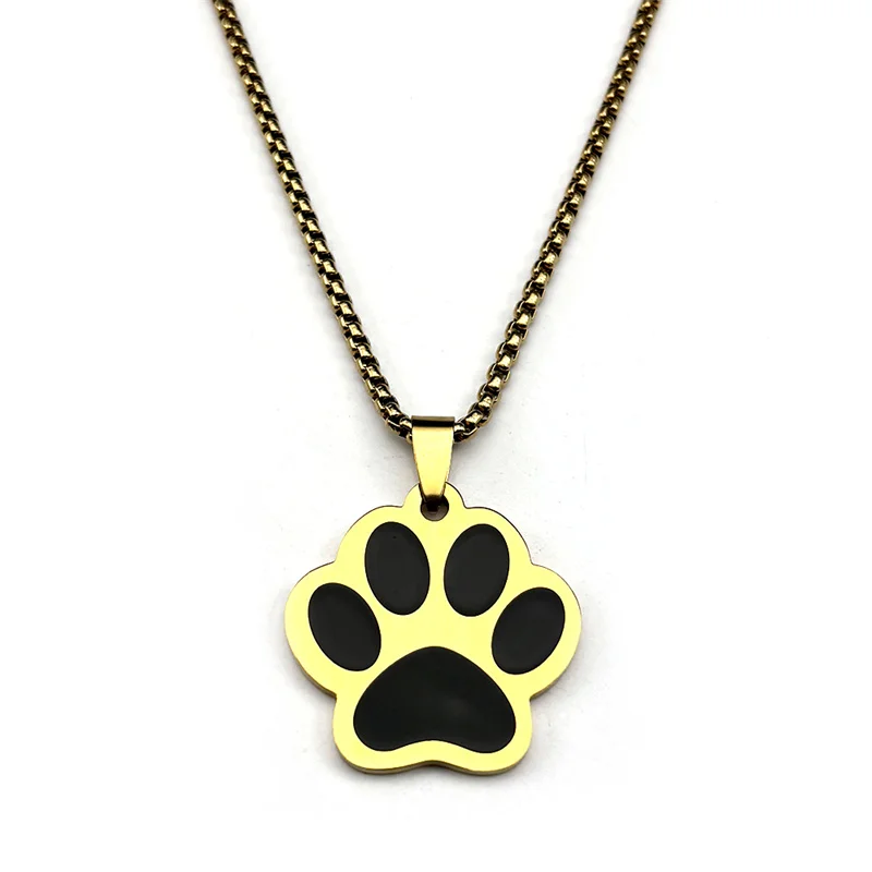 Schöne Hund Krallen Welpen Halskette Für Frauen Männer Edelstahl Gold Silber Farbe Nette Fußabdruck Kette Schmuck Geschenke Kragen – Detail 8