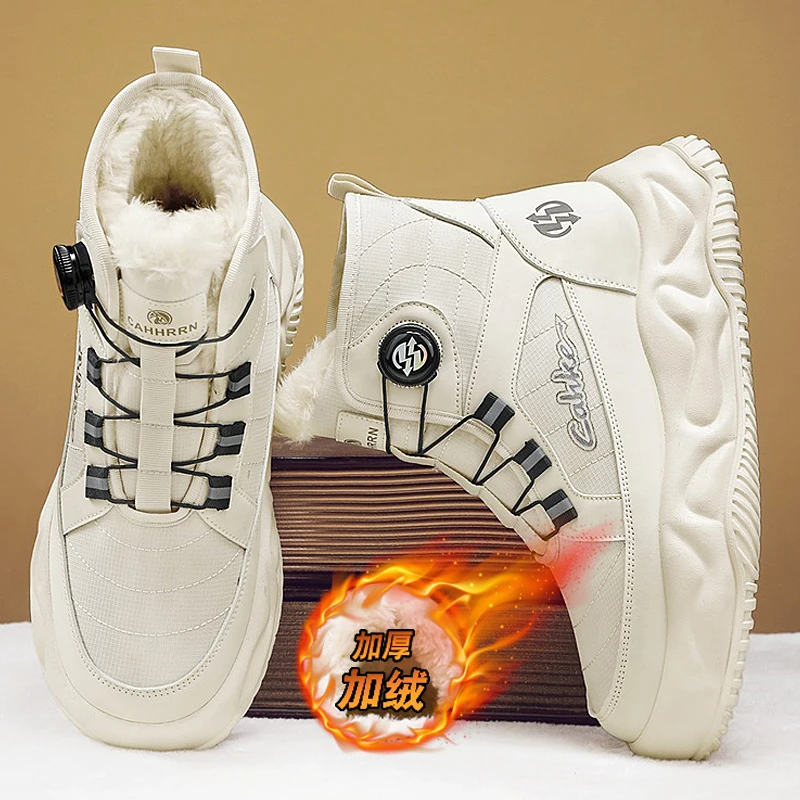 

Men's Winter Boots Warm Waterproof Non-Slip Plush Sneakers Shoes - Winter Slippers Male Tenis Boots