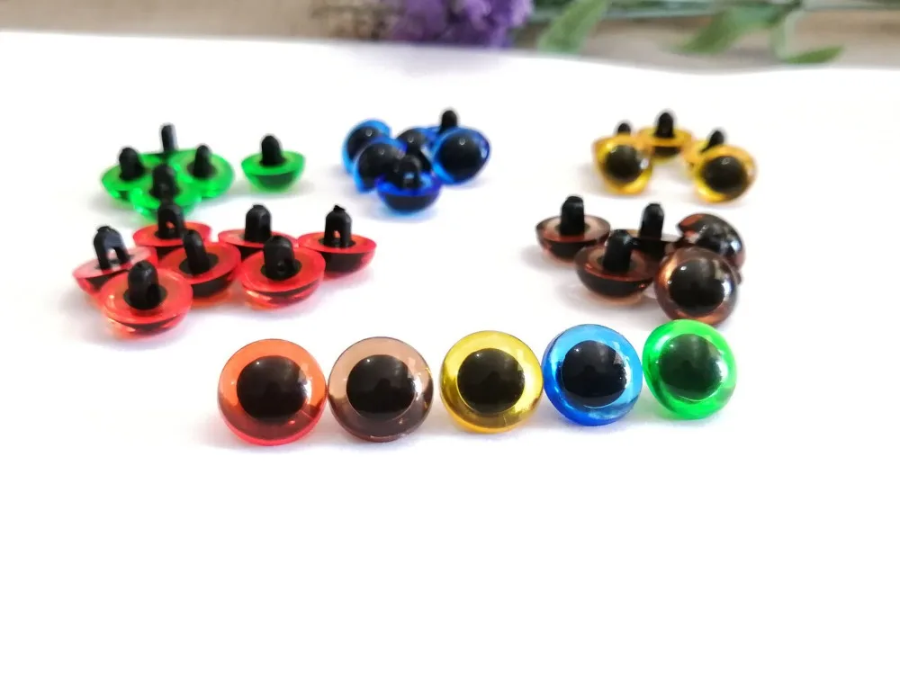 

50pcs/lot new 9mm/10.5mm/12mm/13.5/15mm red/green/blue/yellow/brown diy handscrew safety button toy eyes -size color option