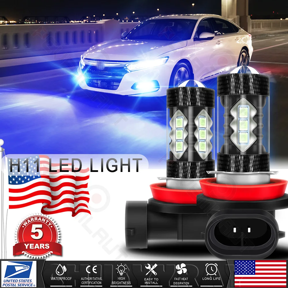 CHUSYYRAY 2PCS Car lights H11 Super Bright LED Headlights High Low Beam Fog Light Bulb White 6000K Car accsesories