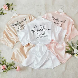 Personalised Wedding Party Bridal Robes Bridesmaid Gift Beautiful Bachelorette Hen Night Satin Robes Maid of Houor Favor