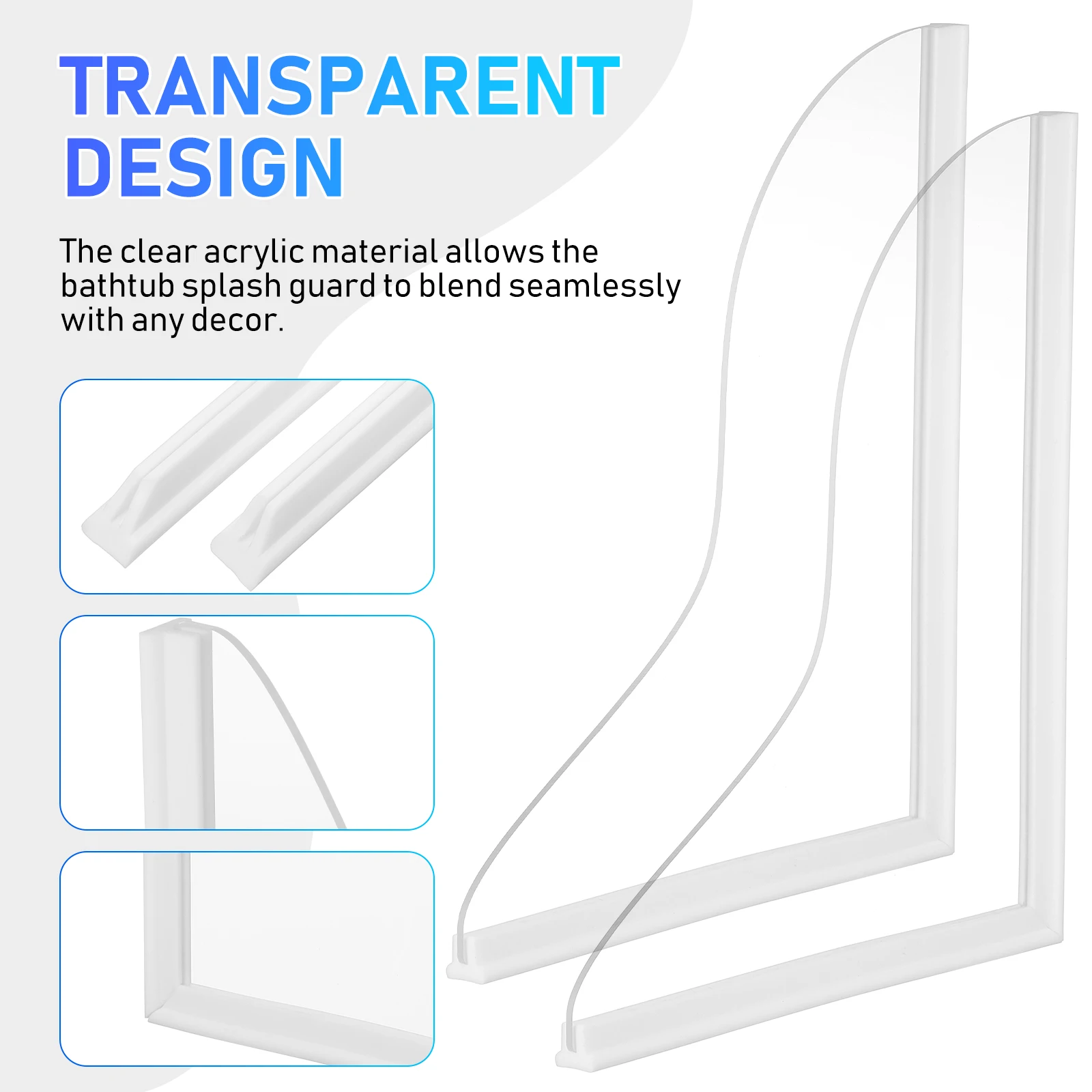 

2 Pcs Splash Guard Bathroom Shower Corner Water Bathtub Splashing Sprinkle Water Splashing Shield Water Guards Acrylic Barrier