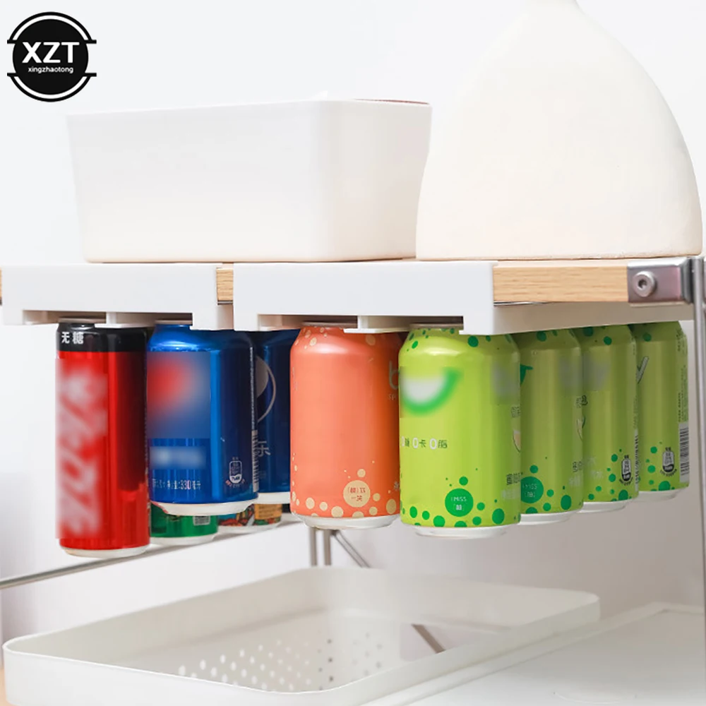 Beer Soda Can Storage Rack Refrigerator Slide Under Shelf For Beverage Organizer Drawer Type Kitchen Double-row Container 1Pcs