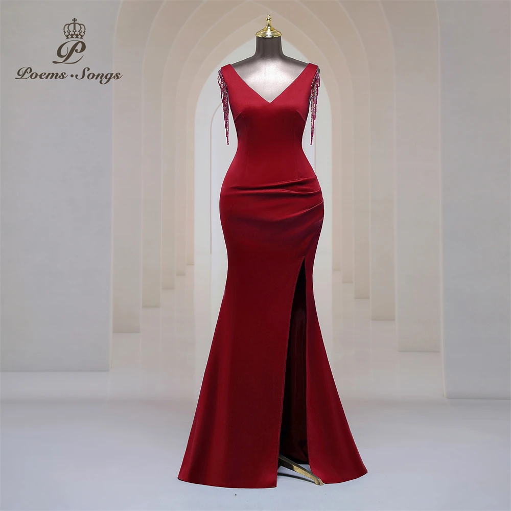 

Wedding guest dresses for women shoulder beading Evening dresses robe de soiree de mariage party dress bridesmaid dresses