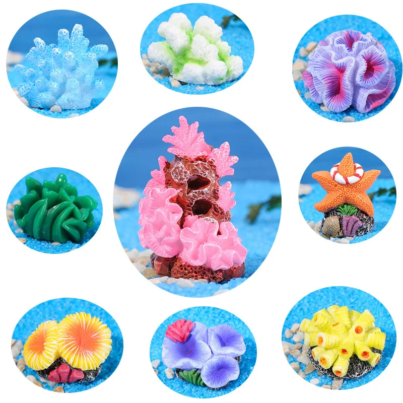 Cute Micro Landscape Colorful Artificial Coral Resin Ornaments For Fish Tank Aquarium Accessories Decorations Home Decor