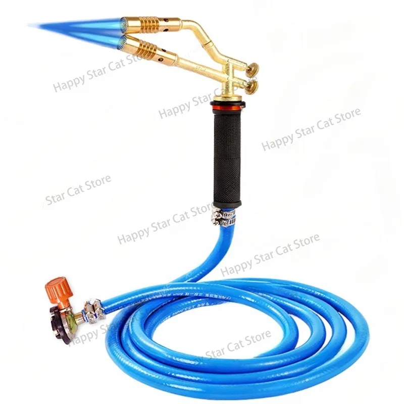 

3600°F Double Head LPG Welding Torch Propane Gas Torch Air Conditioner Copper Tube Welding Gun Pig Hair Removal BBQ