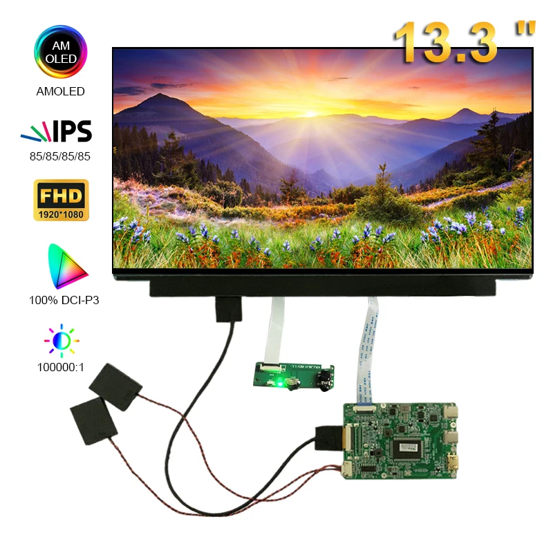 13.3 Inch OLED 1920x1080 FHD USB C Computer Monitor AMOLED Second Gaming Display For PC Phone PS5/4 Xbox 100% DCI-P3 100000:1