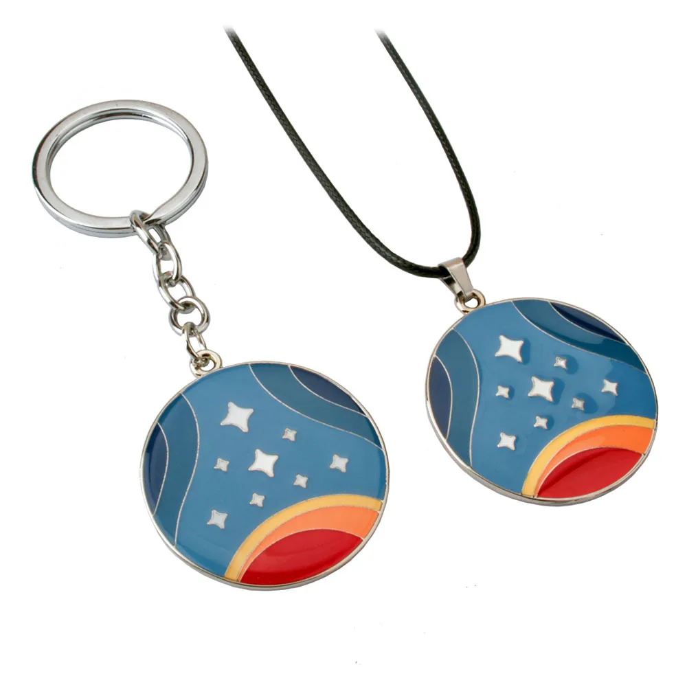 Trendy Starfield Starry Sky Enamel Pendant Keychain for Men Women Game Peripherals Round Metal Key Ring Fans Cosplay Jewelry