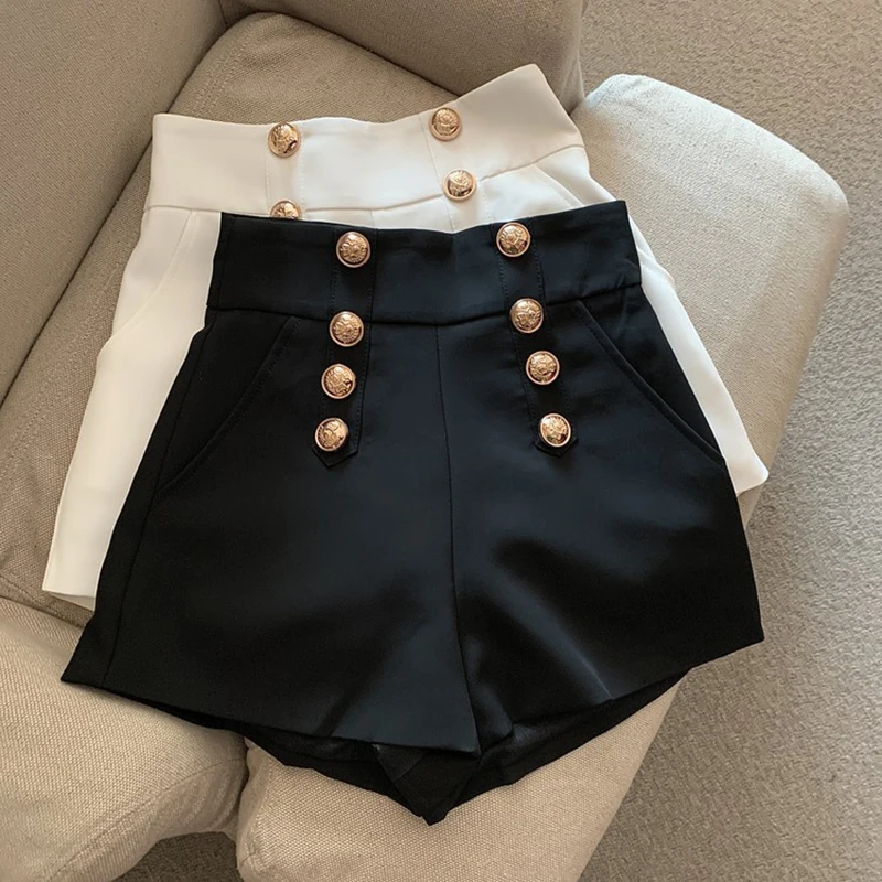 MEXZT Streetwear Black Shorts Women Summer Elegant High Waist White Suit Shorts Ladies Y2K Korean Fashion Sexy Hot Short Pants