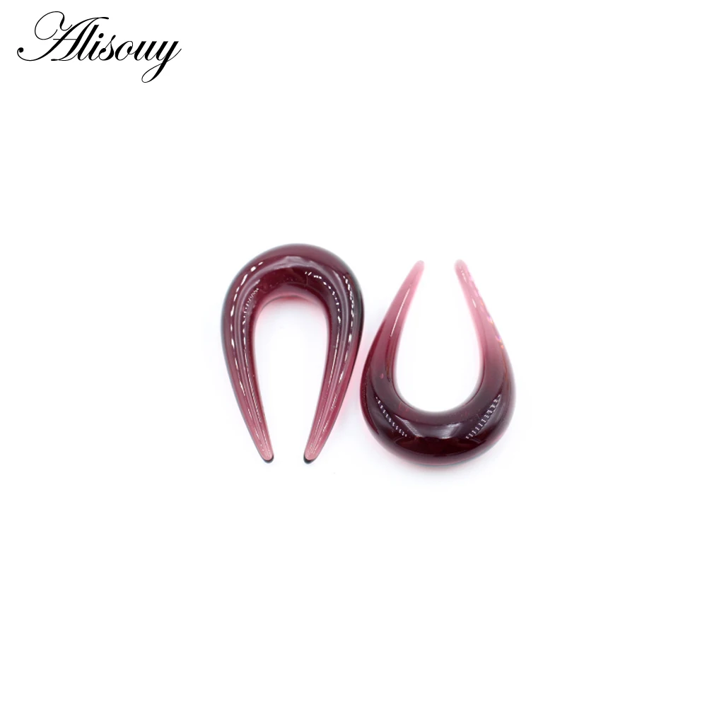 Alisouy 2PCS U-shaped Glass Ear Clip Weight Plugs Stretcher Expander Tunnels Tapers Guages 6-10mm Earrings Body Piercing Jewelry