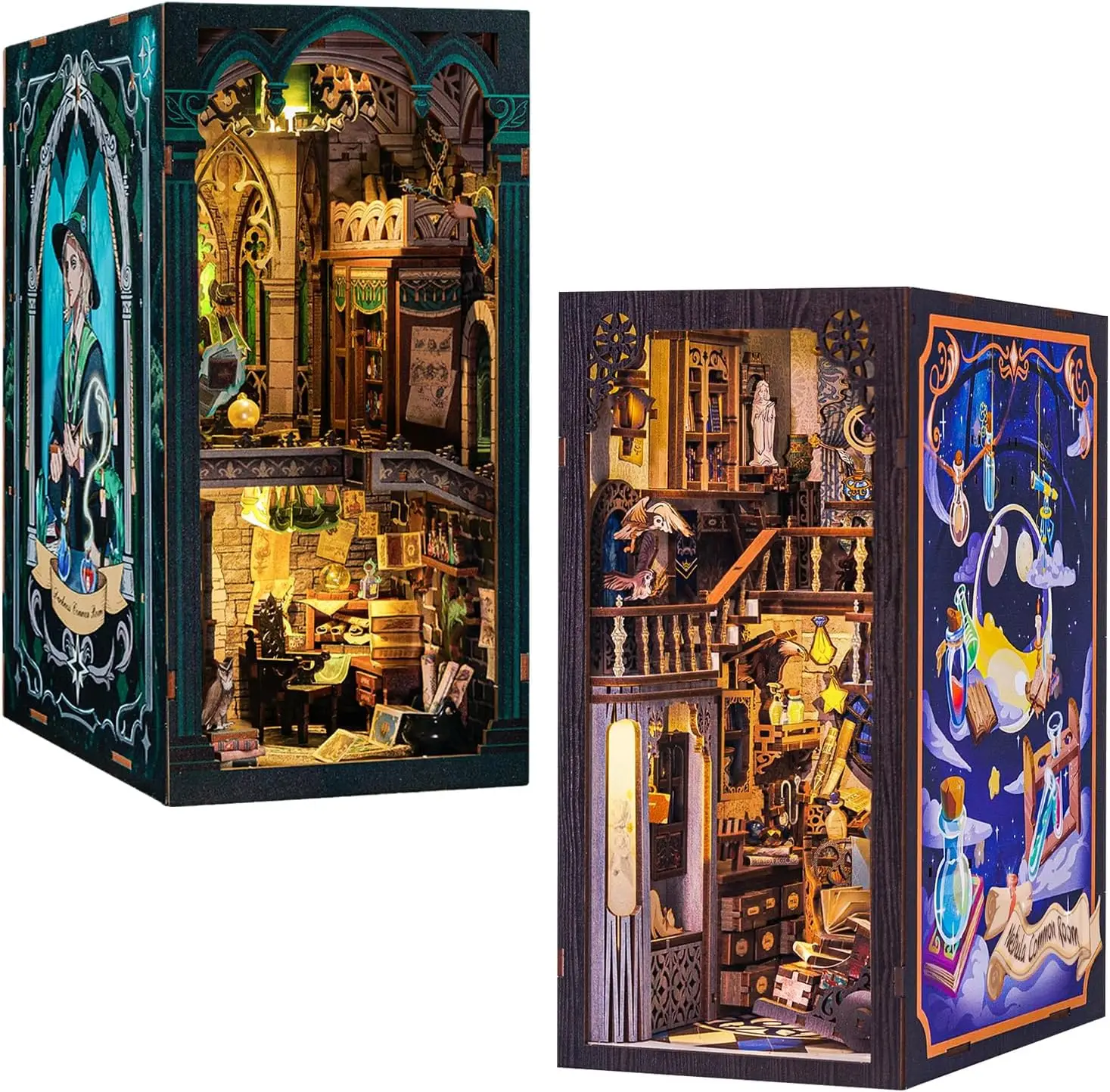 

Book Nook Kit, DIY Dollhouse Miniature House Booknook for Adults and Teens, Bookshelf Insert Decor, Bookends Model Build-Creativ