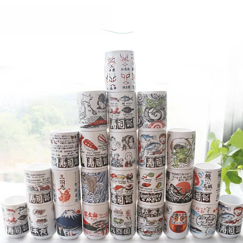 300ml Japanese Style Impression Ceramic Mugs Tea Wine Sushi Sake Cup Funny Family Restaurant Decoration Travel Gift For Friends