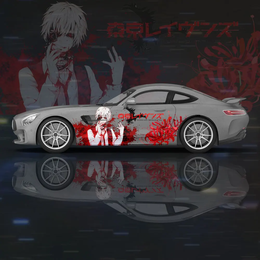 Anime Tokyo Style Ghoul Car Wrap Protect Stickers Car Decal Creative Sticker Car Body Appearance Modification Decorative Sticker