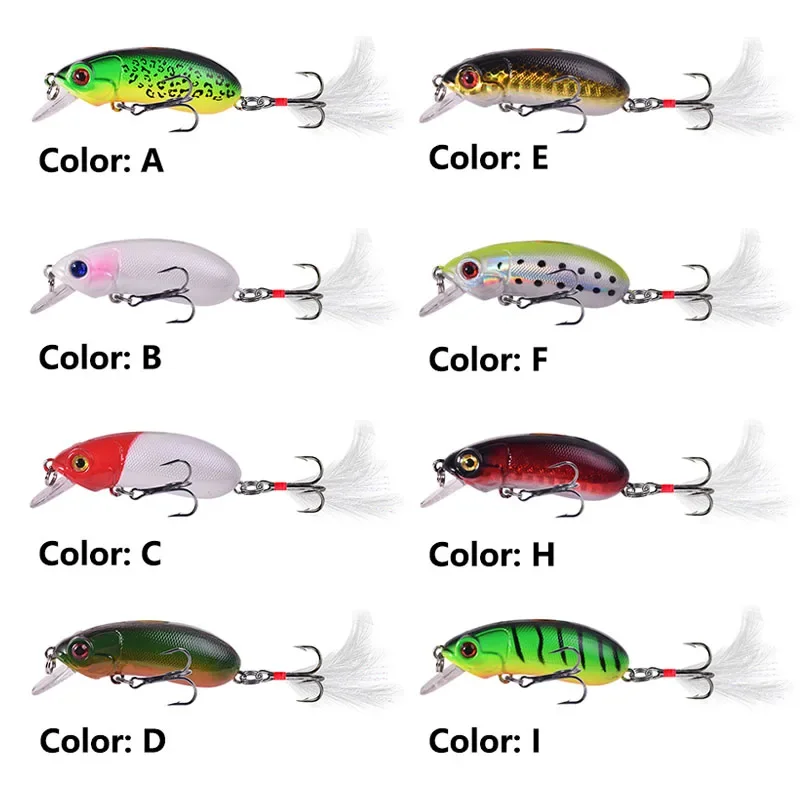 1 Pc Sinking Minnow Fishing Lure 6cm 10g Plastic Wobblers Artificial Hard Bait with 8# Feather Hooks for Pike Bass Crankbaits