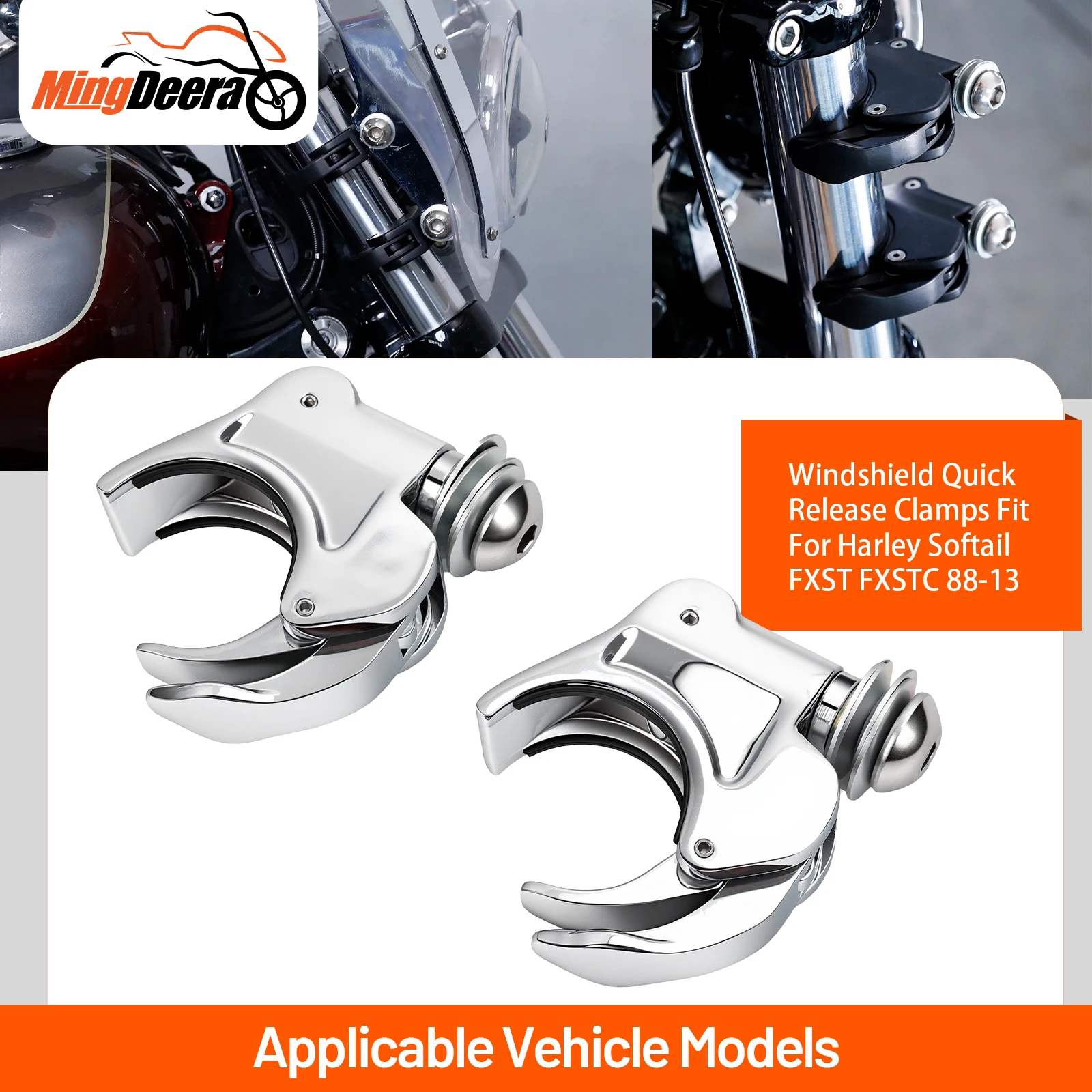 

Motorcycle 41mm Quick Release Windshield Windscreen Clamps For Harley Dyna Super Glide Sportster XL 883 1200 Softail FXS FXST