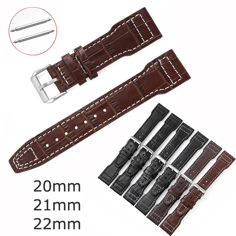 Uhren armbänder 20mm 21mm 22mm Retro schwarz braun Echt leder Uhren armband Frauen Männer ersetzen Rindsleder Armband Gürtel