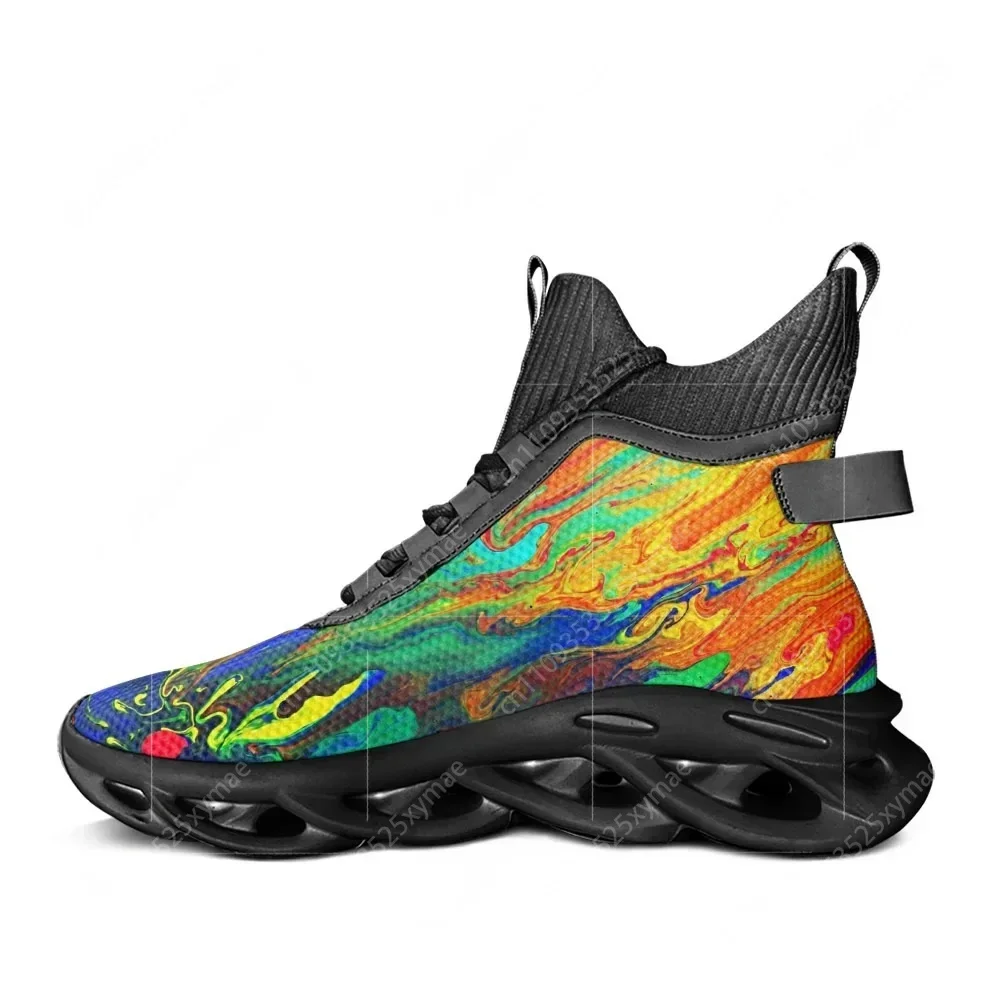 

Custom Abstract Multicolor High Top Flats Sneakers Men Women Hiking Sneakers Travel Mountaineering Shoes Running Shoes