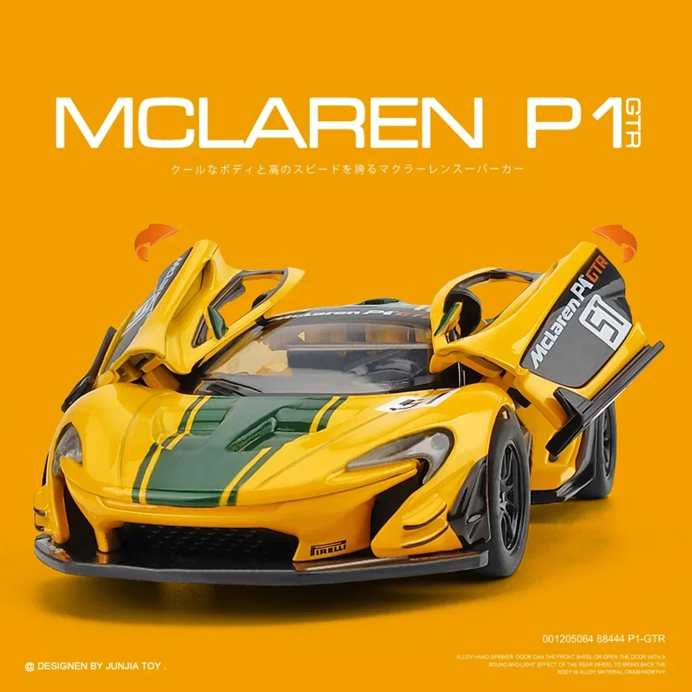 Scale 1/32 McLaren P1 GTR Supercar Metal Diecast Alloy Toys Cars Model For Boys Children Kids Gift Vehicles Hobbies Collection