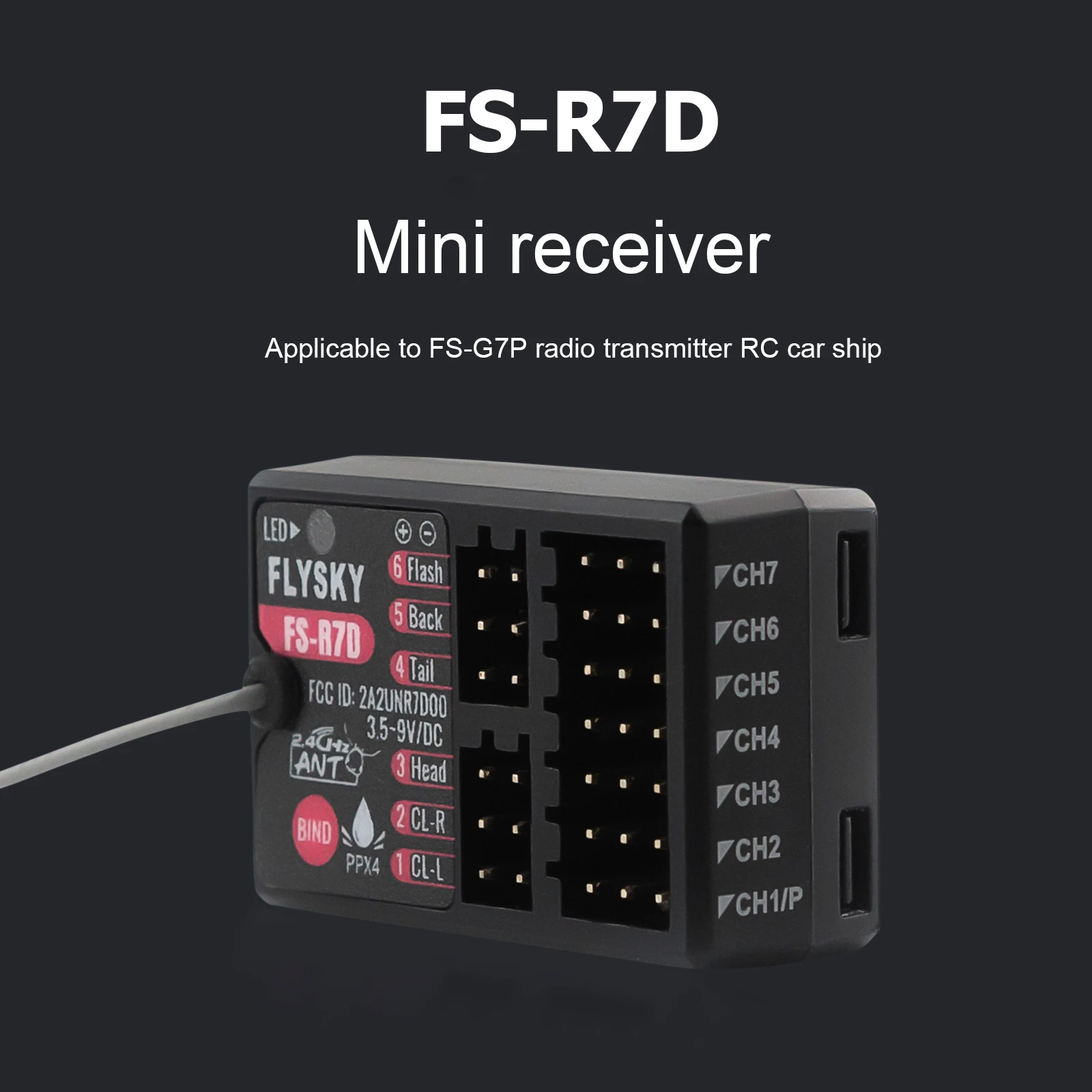 Flysky RC استقبال 7 قناة RC جهاز ريسيفر استقبال وإرسال مقاوم للماء RC سيارة قارب استقبال FS-R7D ل FS-G7P RC سيارة قارب الارسال #2