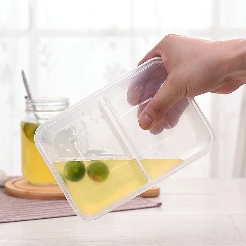 Lancheira descartável personalizada com tampa e compartimentos, recipiente retangular para viagem, recipiente para alimentos com vários compartimentos