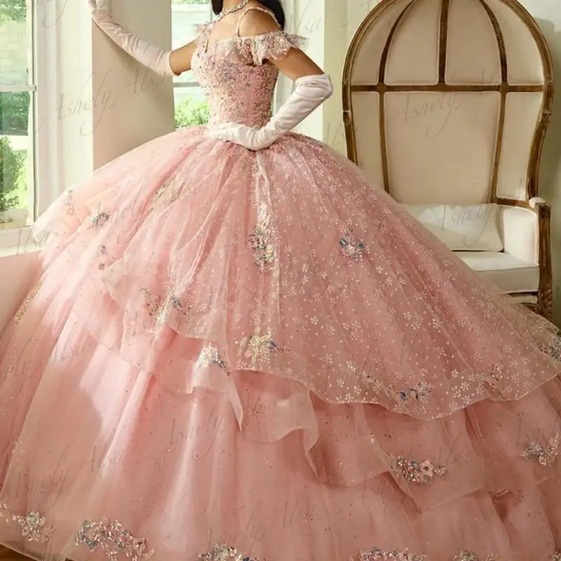 Mexican Princess Girl Quinceanera Dresses Ball Gown 2025 Off Shoulder Lace Up Floor Length Birthday Party Dress Prom Pageant