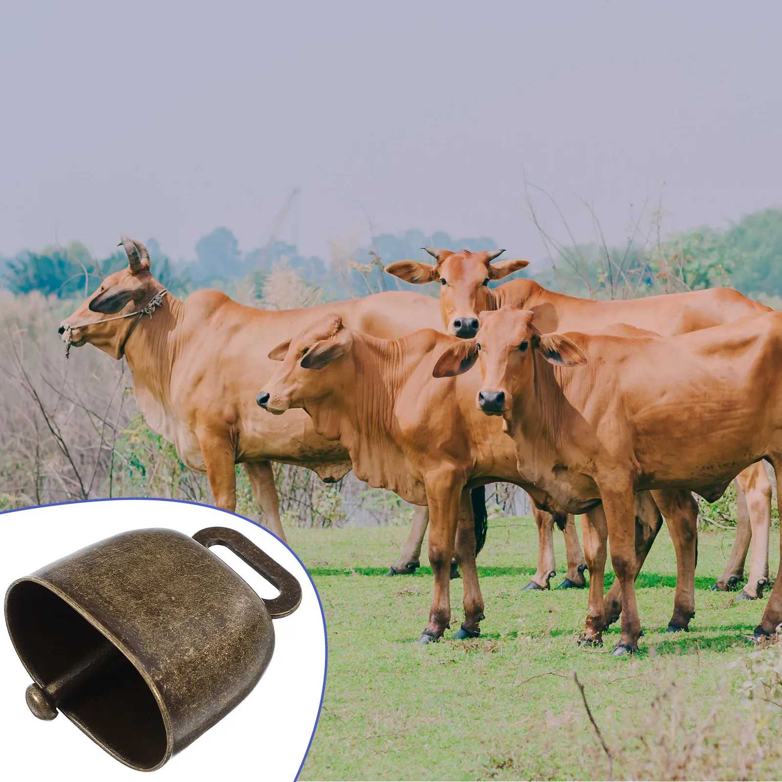 2Pcs Cowbells Iron Calling Bells Square Shape with Handle for Outdoor Sports Weddings Festivals Classroom Use Noisemaker Cheer