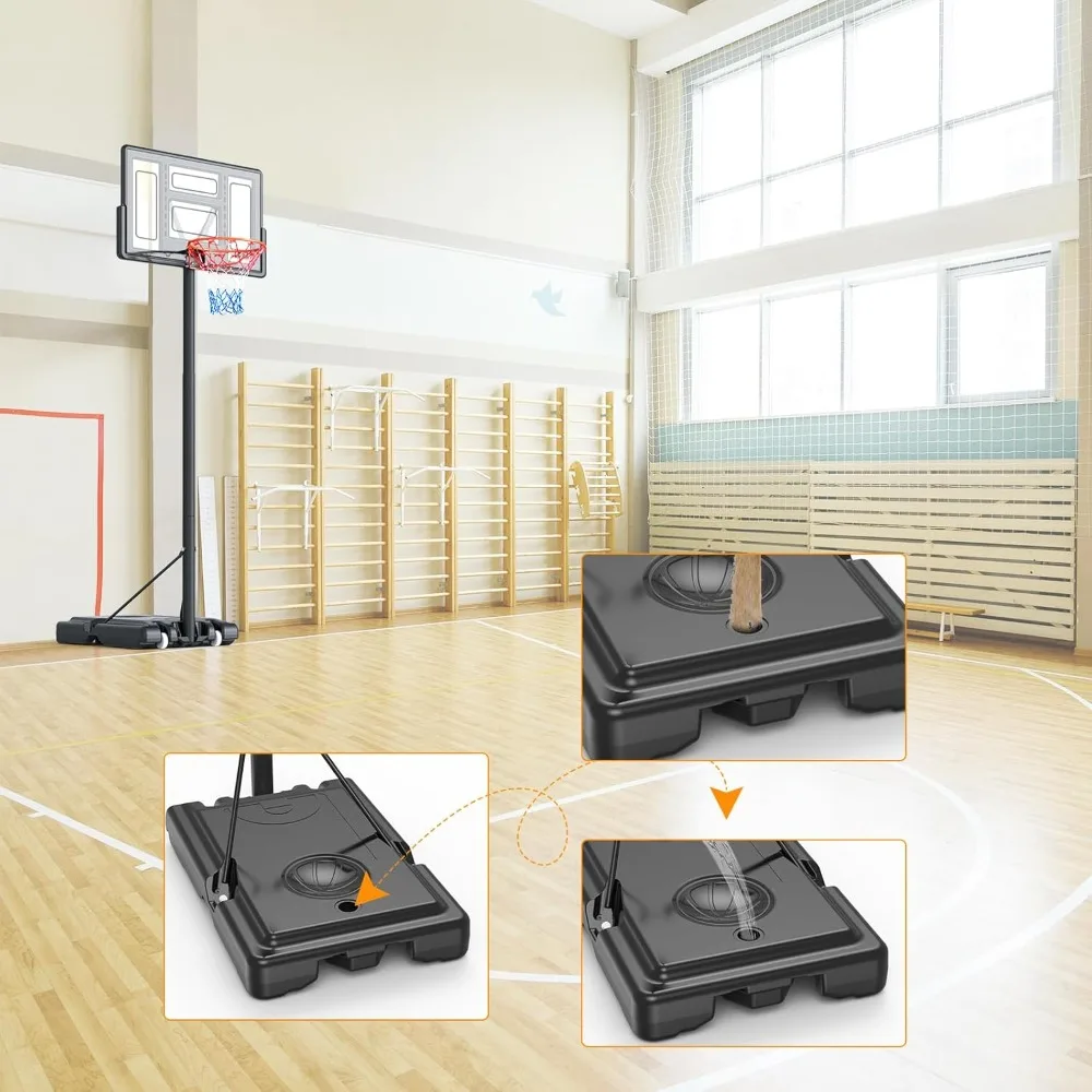 高さ調節可能なバスケットボールゴール - ポータブル屋内外兼用、全年齢対応、長さ44インチ、高さ4.3フィートから10フィート、ジュニアから大人まで