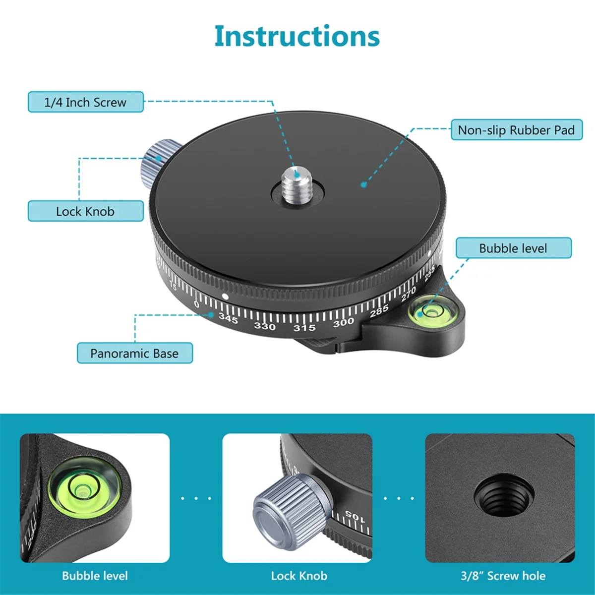 PTZ Base 360° -PR Panoramic Mini Panoramic for Microslr Tripod Holder Multifunction Leveler