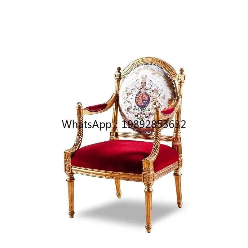 

New Chinese classical bedroom single sofa chair French solid wood carving flower decoration casual fashion